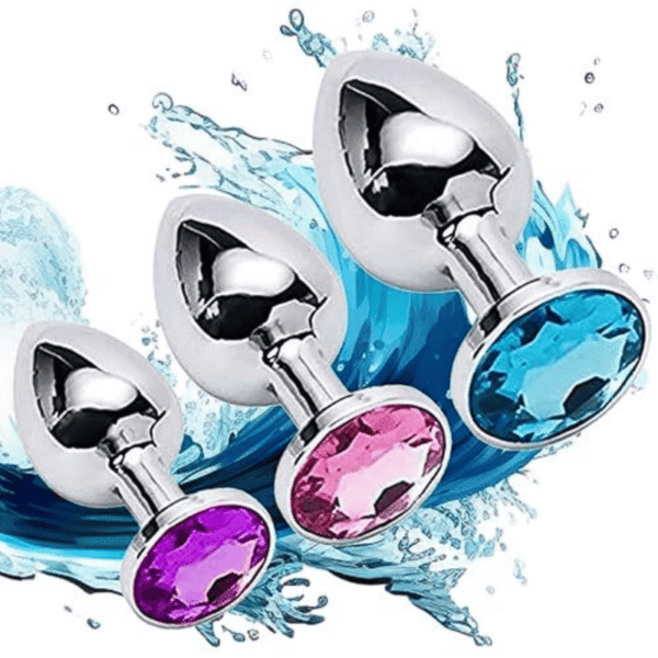 Metal Jeweled Anal Plug Set