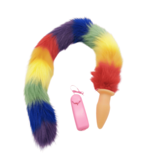 Vibrating Rainbow Fox Tail Butt Plug - Image 1
