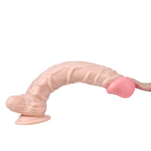 10 Inch Knight Silicone Dildo and balls - Flesh color, light beige - Image 4