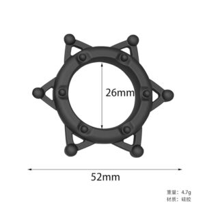 Hexagonal Star Silicone Cock Ring Black 52x26mm - Image 1