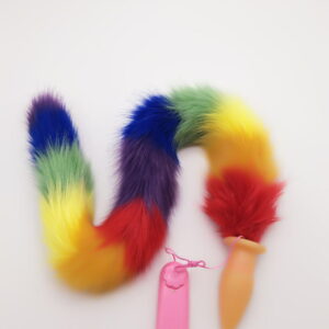 Vibrating Rainbow Fox Tail Butt Plug - Image 1