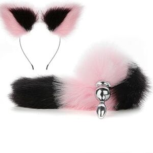 Fox Tail Anal Plug Set ( Black + Pink ) - Image 3