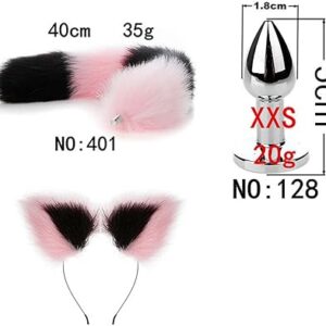 Fox Tail Anal Plug Set ( Black + Pink ) - Image 4