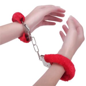 Sexy Red Fur Covered Hand Cuffs & Ankle Cuffs - Image 5