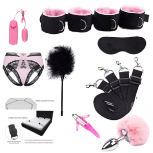 Eroticism Sighs Us BDSM Bed Straps Set Pink - Image 1