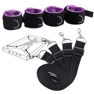 Nighttime Naughtiness BDSM Bed Straps Set Purple - Image 9