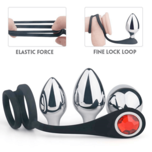 Interchangeable 3 Set Metal B Plug Cock Ring - Image 2