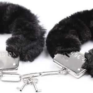Sexy Black Fur Covered Hand Cuffs & Ankle Cuffs - Image 3