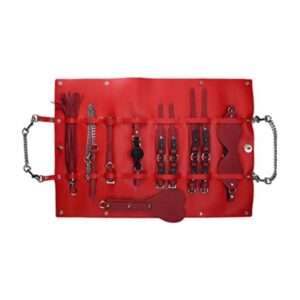 Red Leather 8pc BDSM Set - Image 1