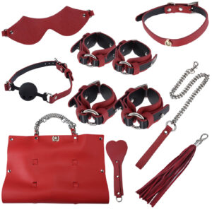 Red Leather 8pc BDSM Set - Image 7