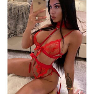 Fatal Woman Red Lingerie Set With Choker - Image 4