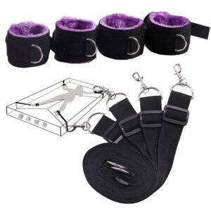 Nighttime Naughtiness BDSM Bed Straps Set Purple - Image 8