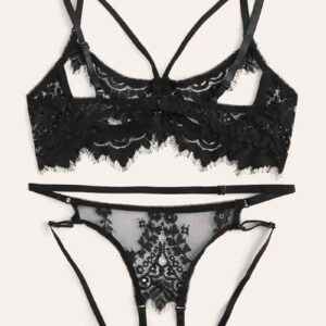 Black Delicate Lingerie Cris Cross - Image 1