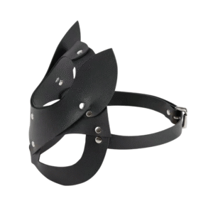 Black Leather Fox Mask & Leather Collar - Image 6